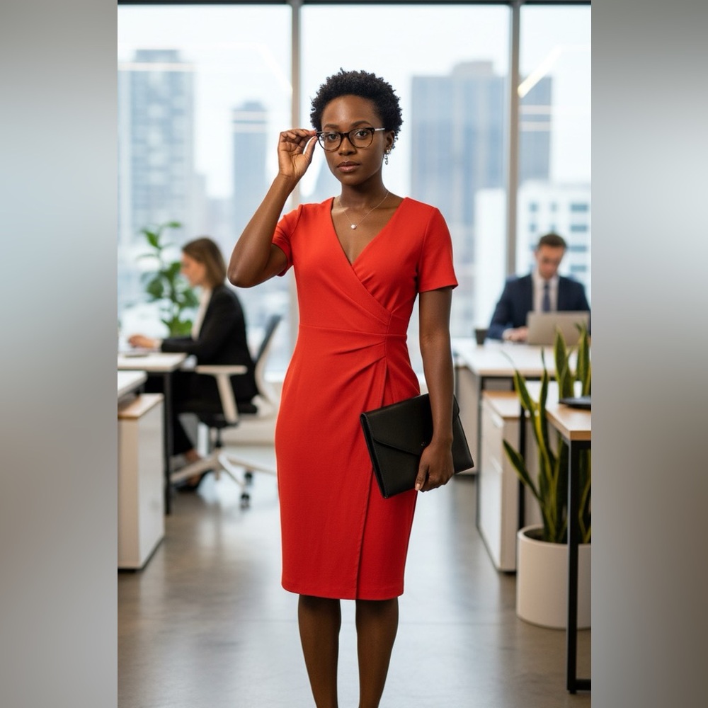 Lands End| orange midi dress